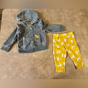 Carter's - Adorable Gray and Yellow Baby Girl Outfit with Kitten Print, Size9m